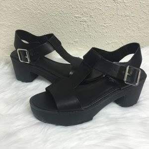Candies black platform sandals